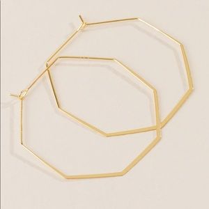 Gold octagon hoop earrings